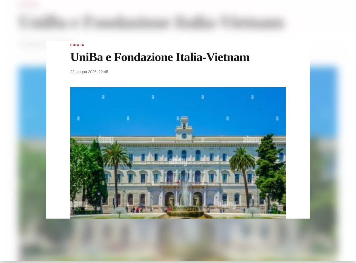 Rassegna stampa – Il Corriere Nazionale: UniBa e Fondazione Italia-Vietnam (Il Corriere Nazionale)