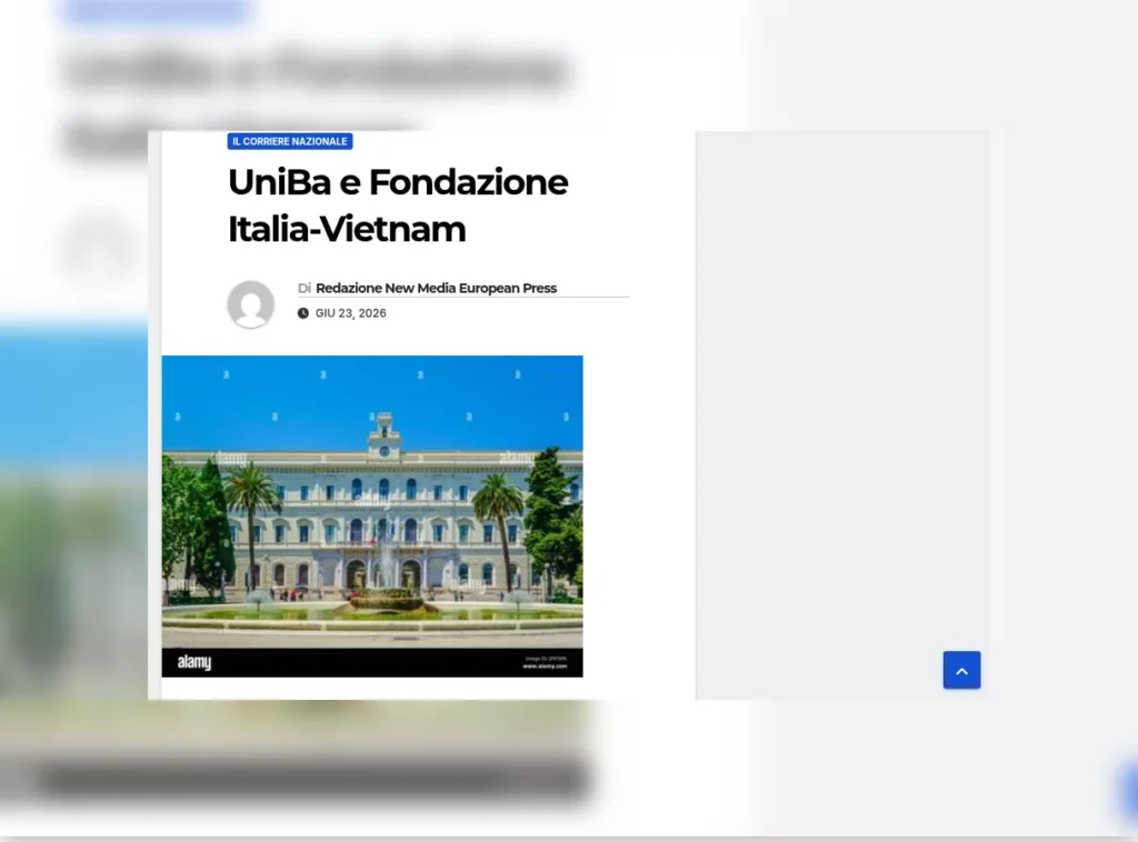Rassegna stampa – New Media European Press: UniBa e Fondazione Italia-Vietnam (New Media European Press)
